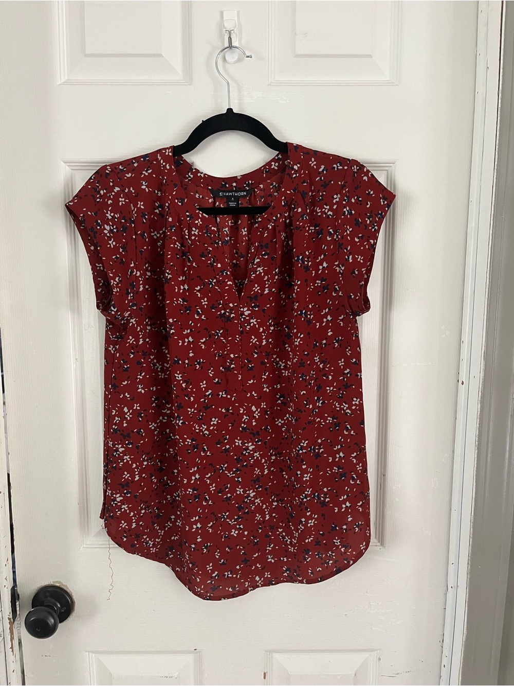 41 Hawthorn Red Floral Cap Sleeve Blouse